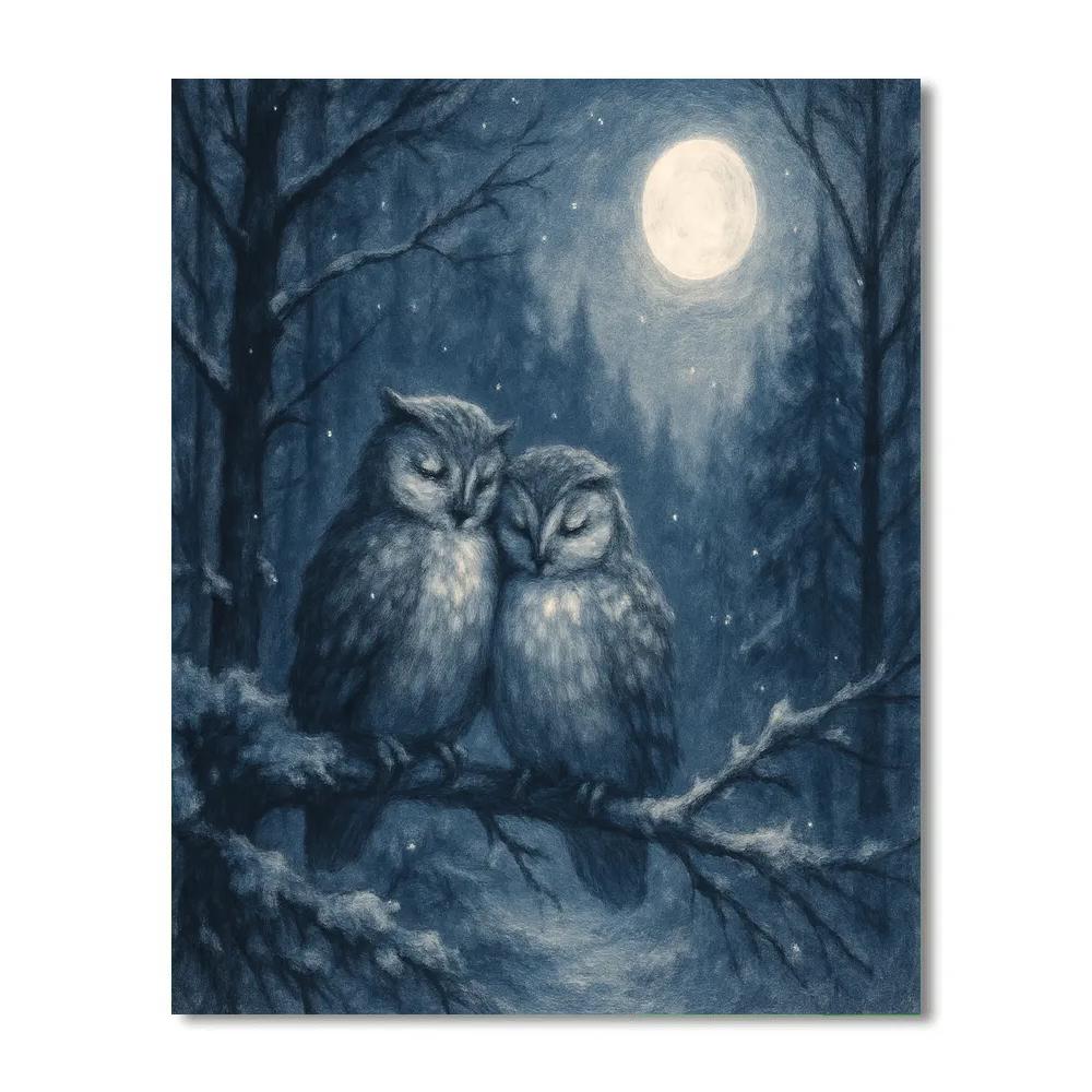 Owls In The Moonlit Clearing Paint by numbers art