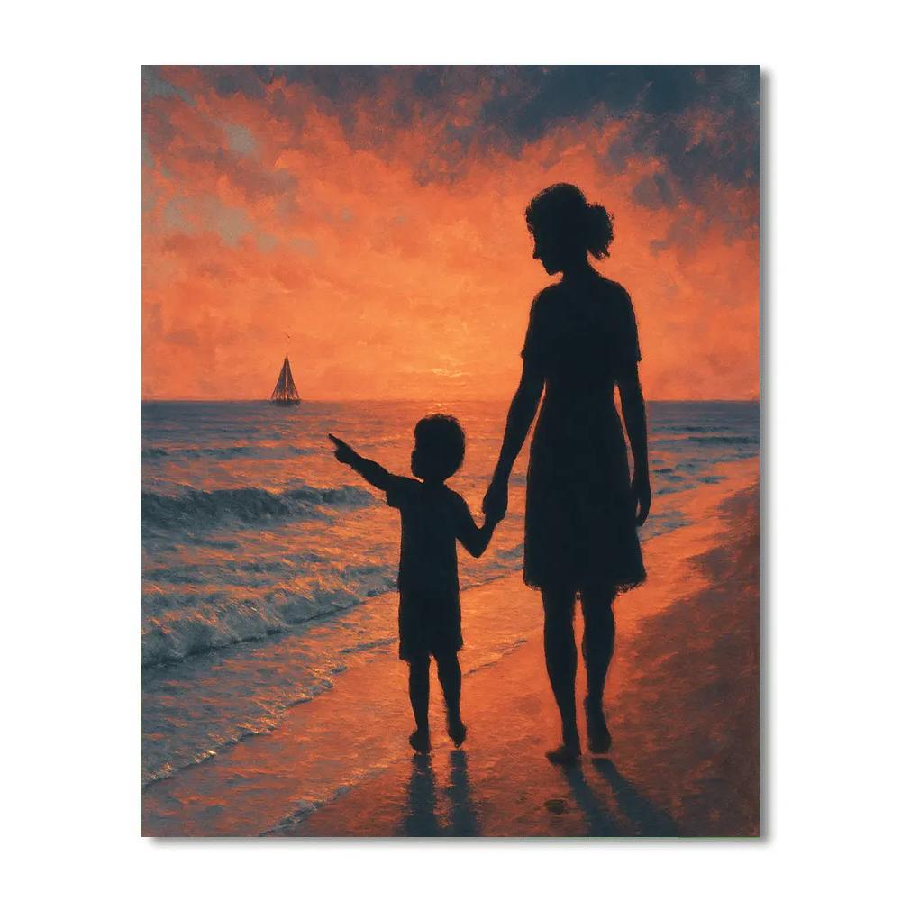 Seaside Sunset Stroll painting number kit