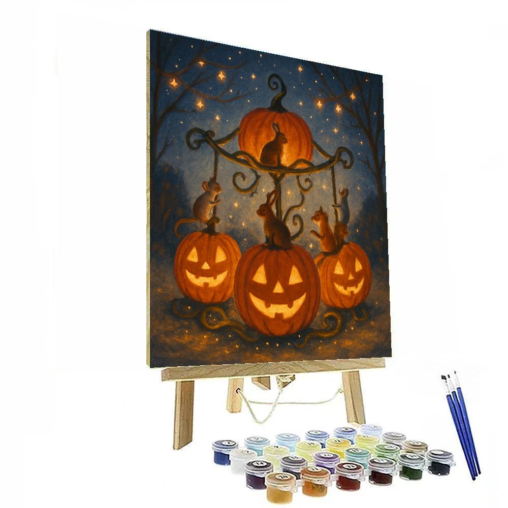 Starlit Pumpkin Carousel painting number kit