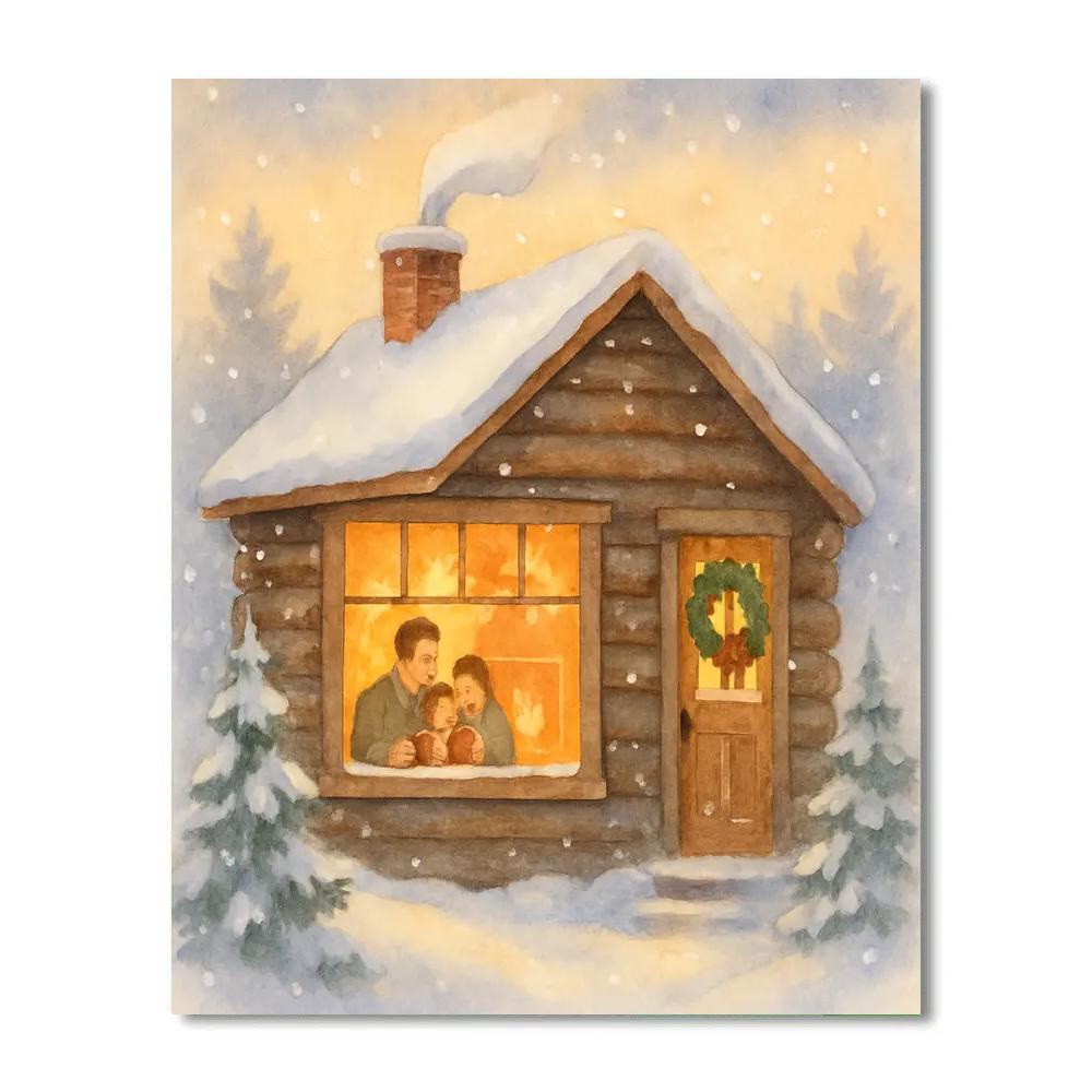 Cozy Cabin Hearthlight paint by numbers