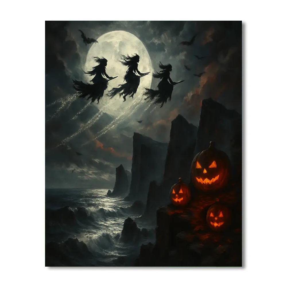 Witch Circle Over Sea Cliffs paint by color