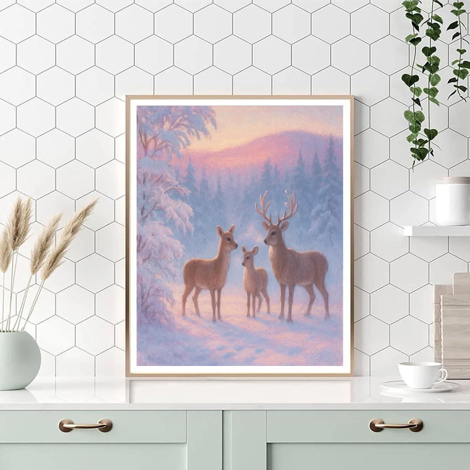 Frosted Deer Clearing Painting by numbers kit