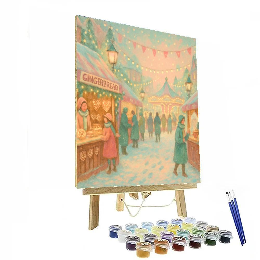 Gingerbread Market Evening painting number kit