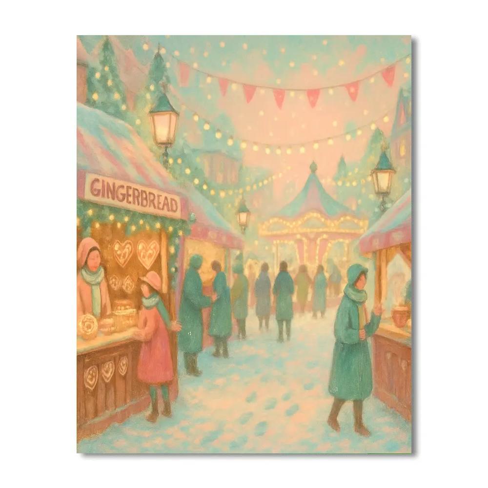 Gingerbread Market Evening painting number kit
