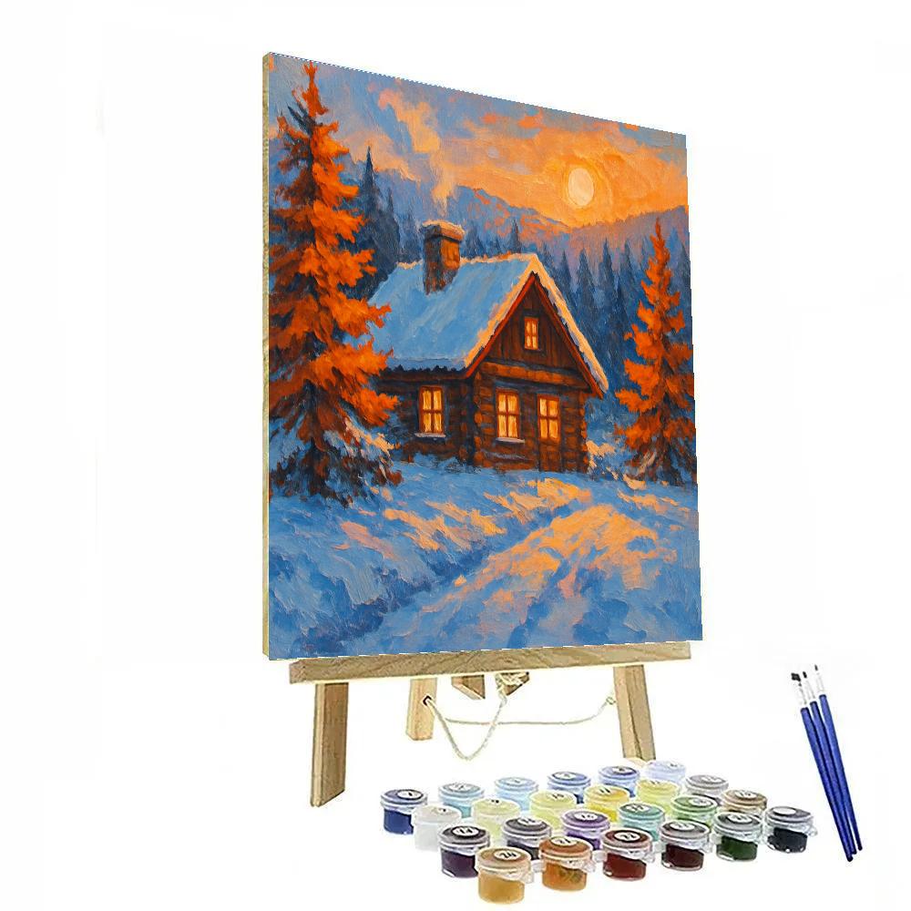 Chalet Among Amber Pines paint by color