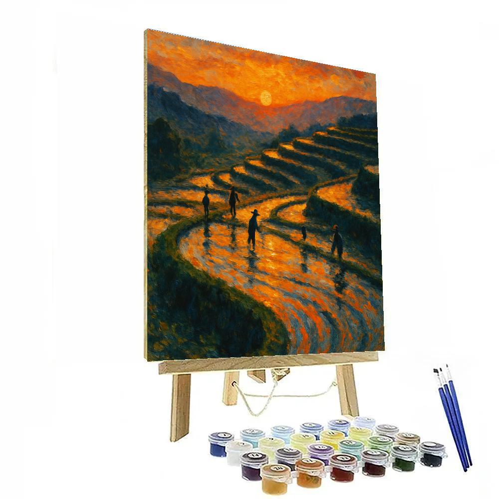 Sunset Over Rice Terraces Numbered painting kits