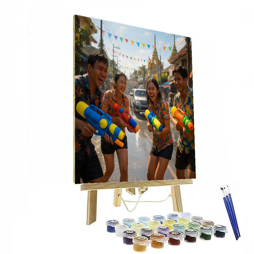 Songkran Water Street Celebration DIY paint by numbers