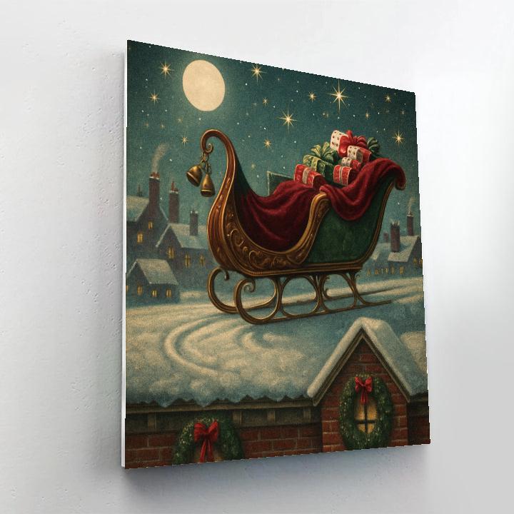 Sleigh Bell Skyline Number painting