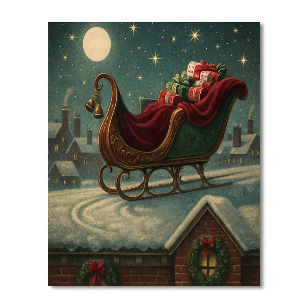 Sleigh Bell Skyline Number painting