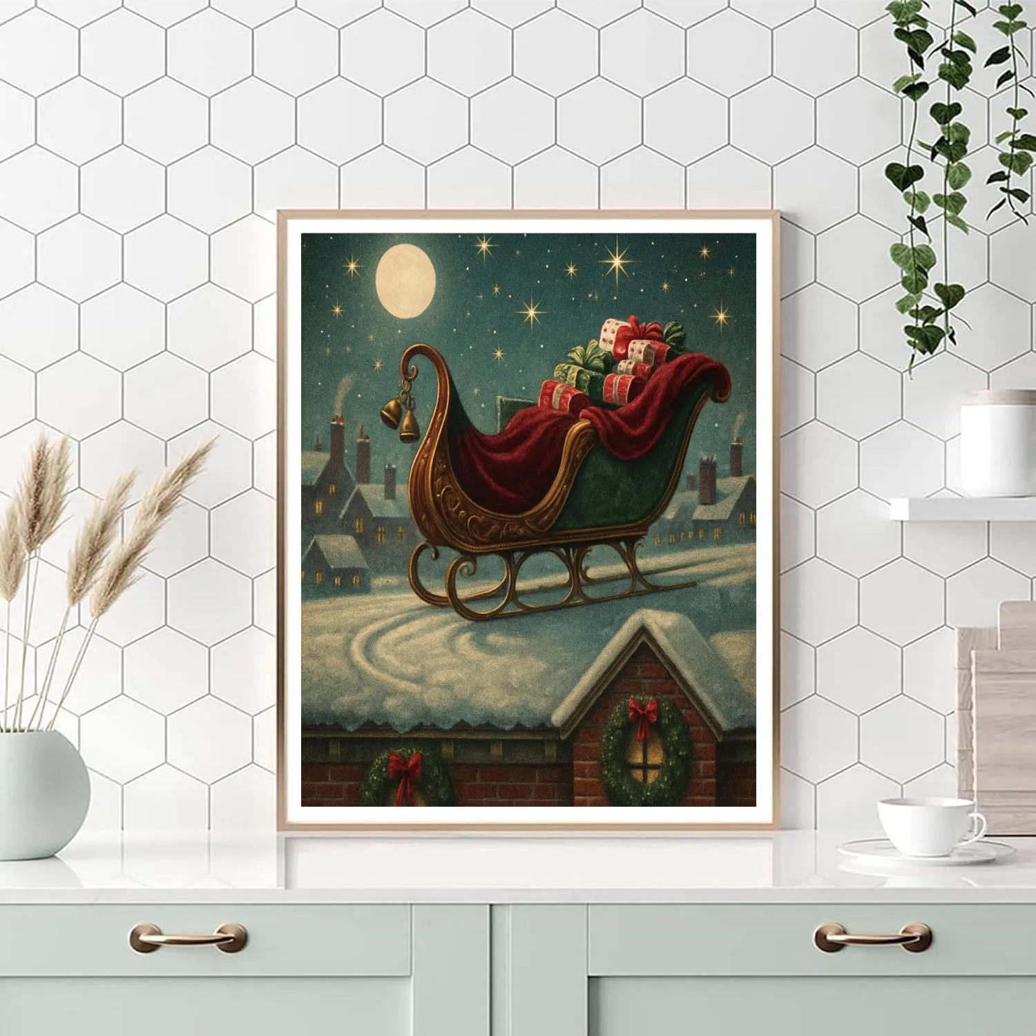 Sleigh Bell Skyline Number painting