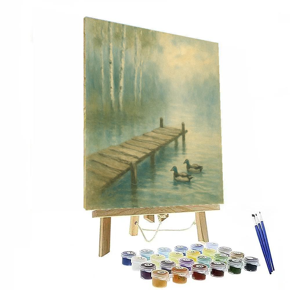Foggy Morning Dockside Number painting