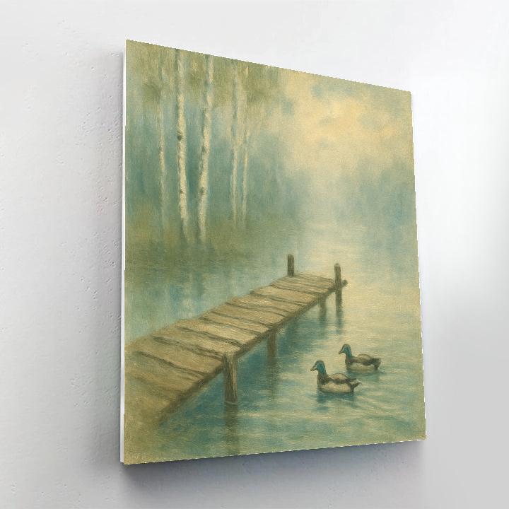 Foggy Morning Dockside Number painting