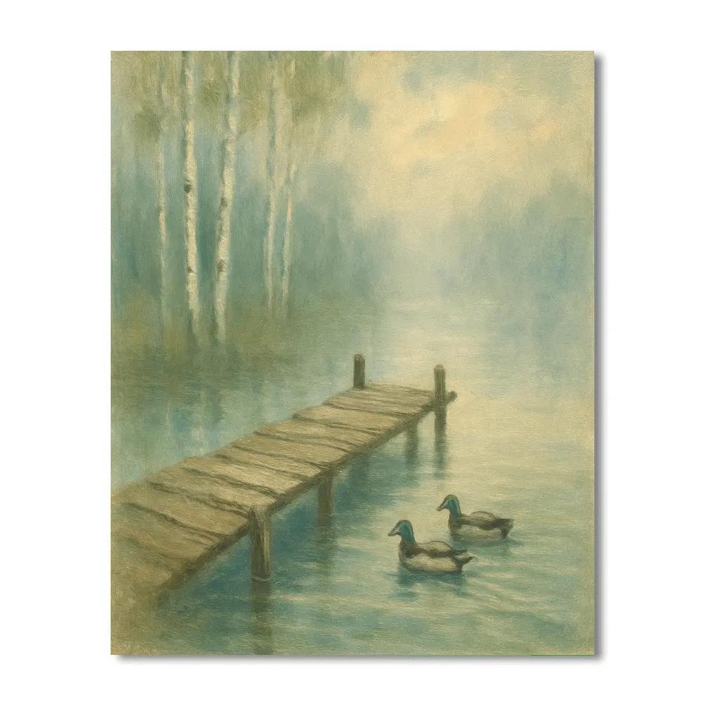Foggy Morning Dockside Number painting