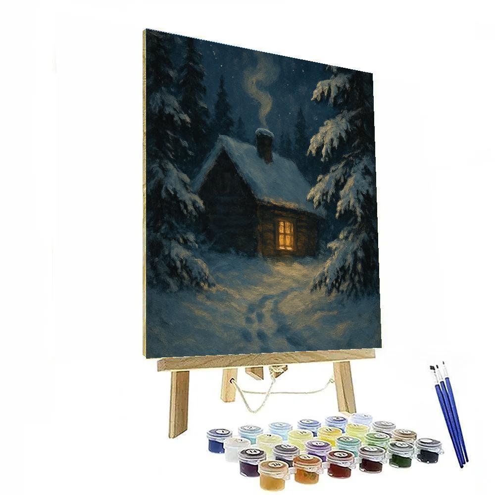 Snowbound Cabin Glow Numbered painting kits
