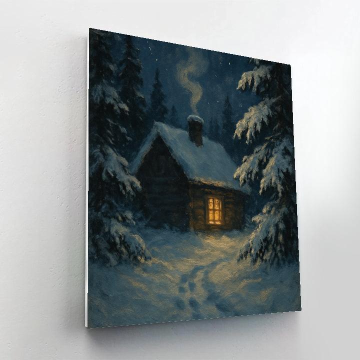 Snowbound Cabin Glow Numbered painting kits
