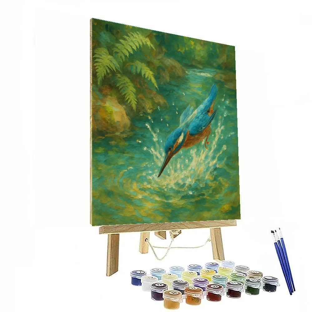 Kingfisher Dive At The Mossy Brook paint by numbers