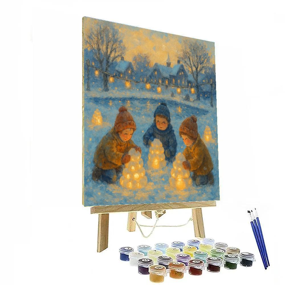 Children Building Snow Lanterns Paint by numbers kits