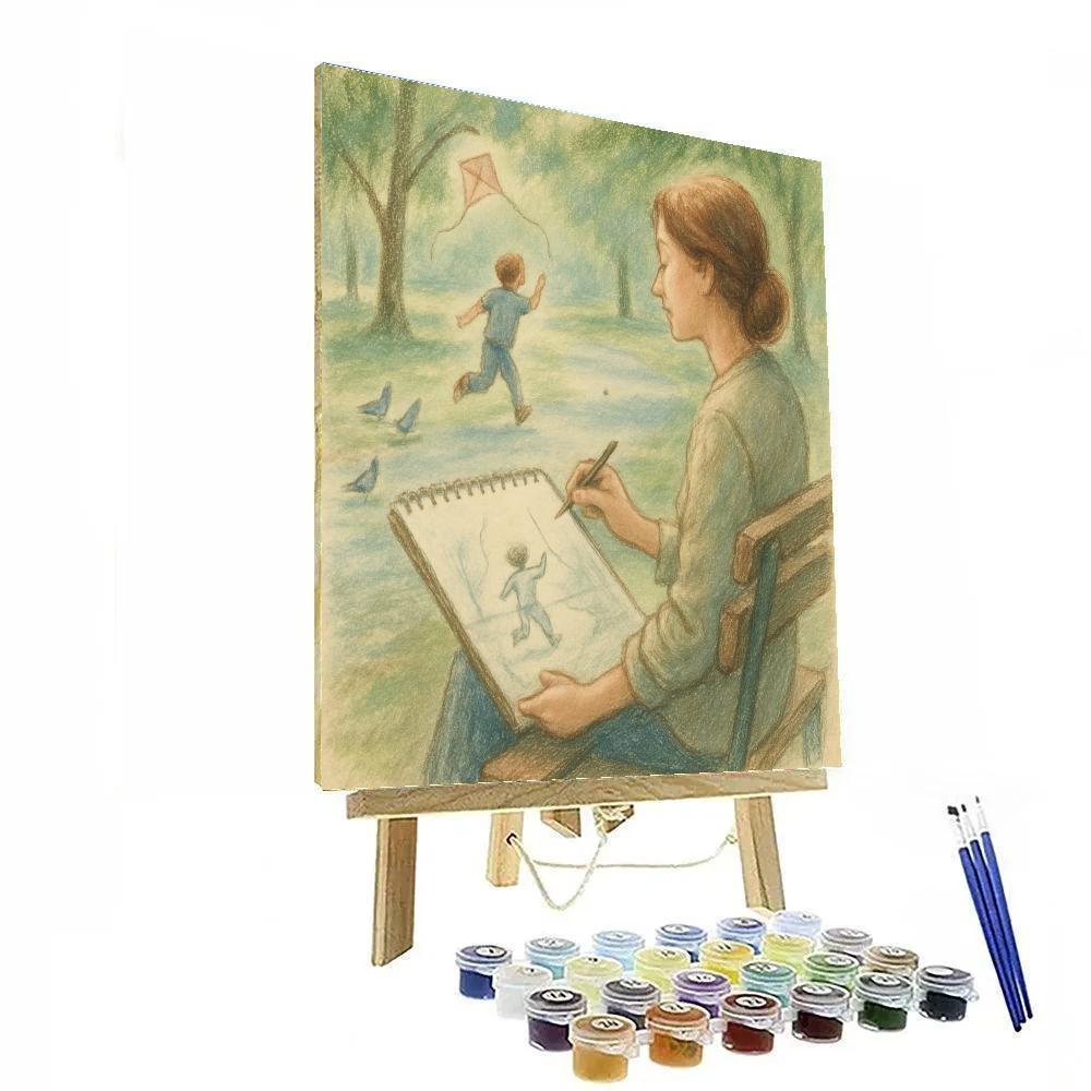 Park Bench Sketching paint by color