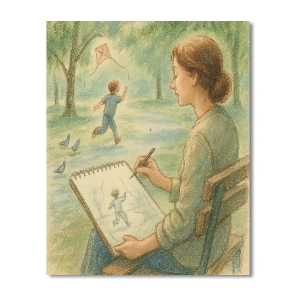 Park Bench Sketching paint by color