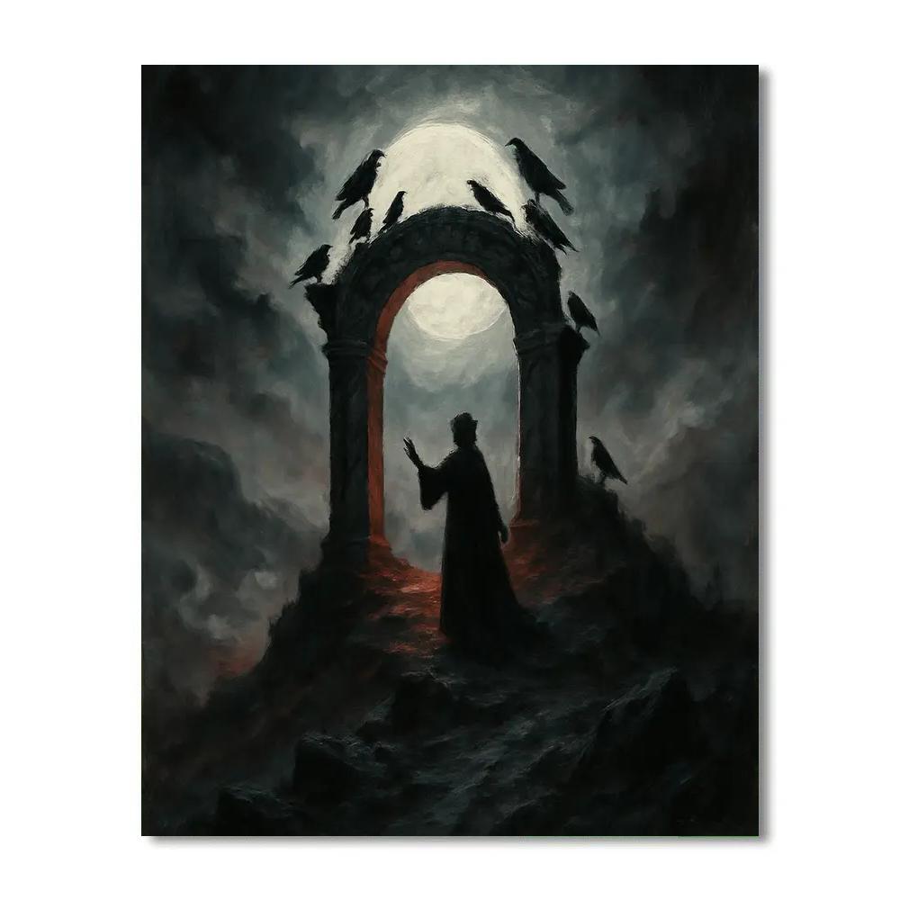 Ravenwatch Over Moon Gate paint by number