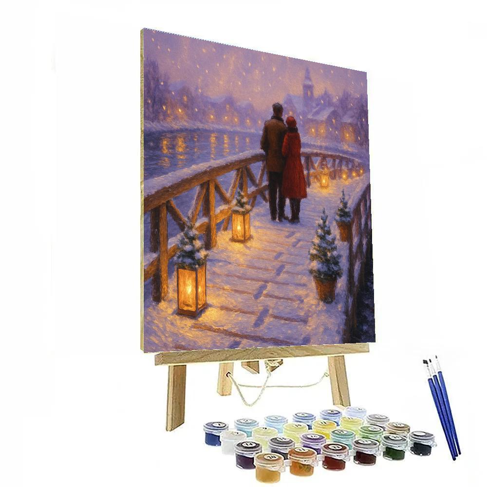 Snow Lantern Bridge DIY paint by numbers
