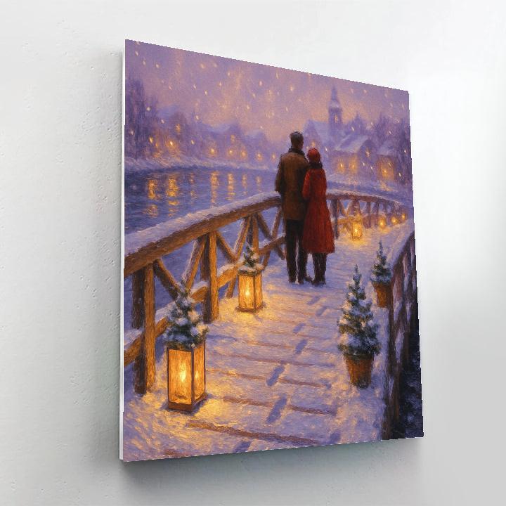 Snow Lantern Bridge DIY paint by numbers