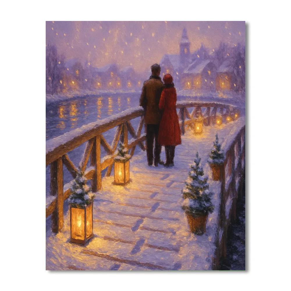 Snow Lantern Bridge DIY paint by numbers