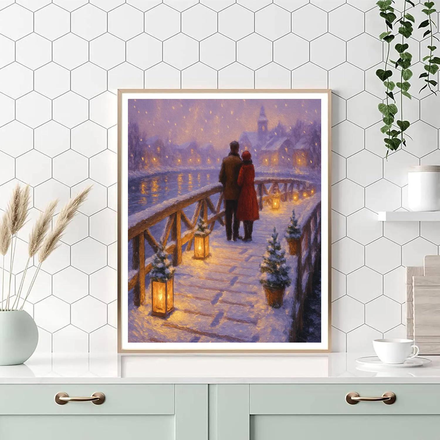 Snow Lantern Bridge DIY paint by numbers