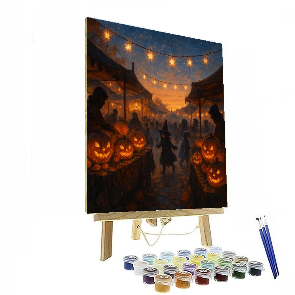 Pumpkin Market At Nightfall Paint by numbers kits