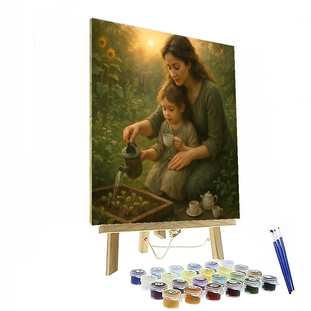 Morning Garden Tea Ceremony paint by numbers