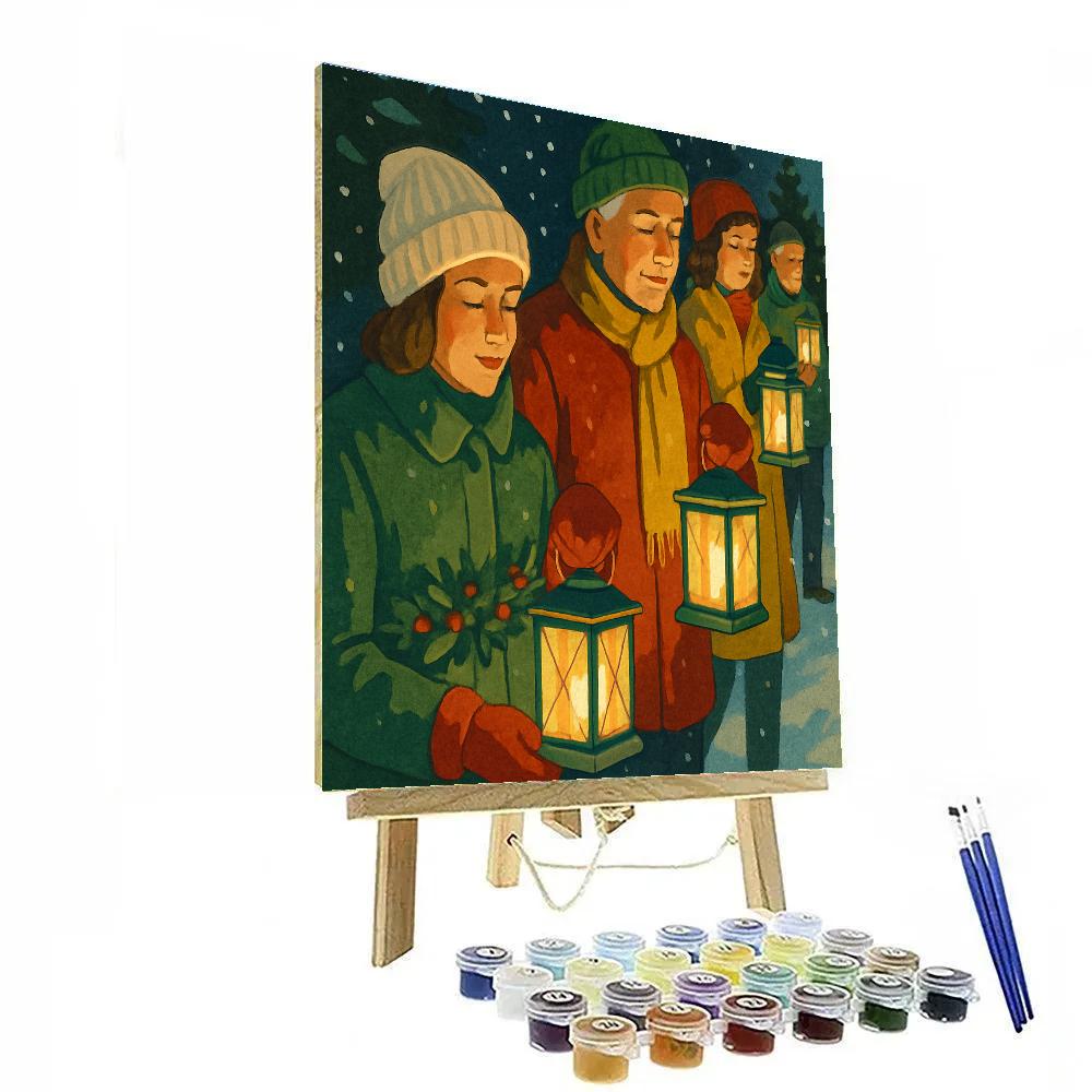 Snow Lantern Procession paint by number