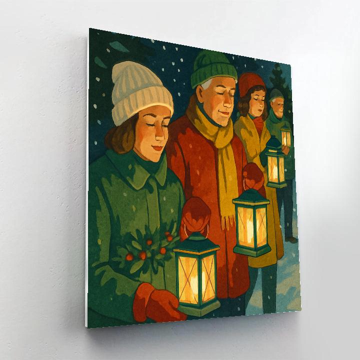 Snow Lantern Procession paint by number