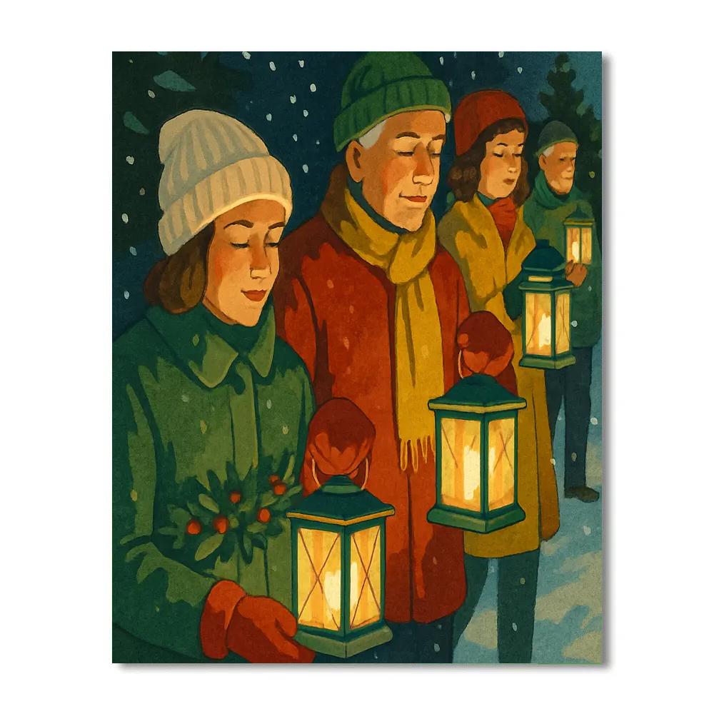 Snow Lantern Procession paint by number