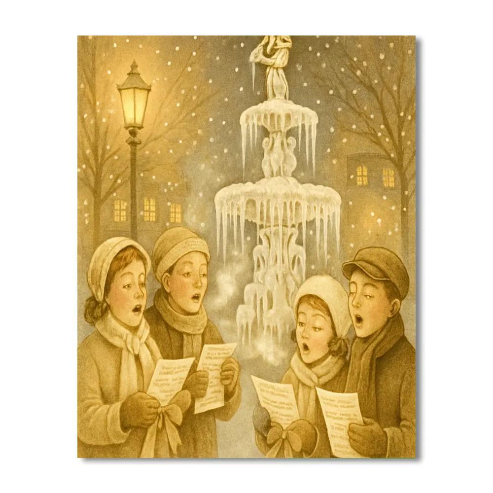 Singers By The Frozen Fountain Number painting