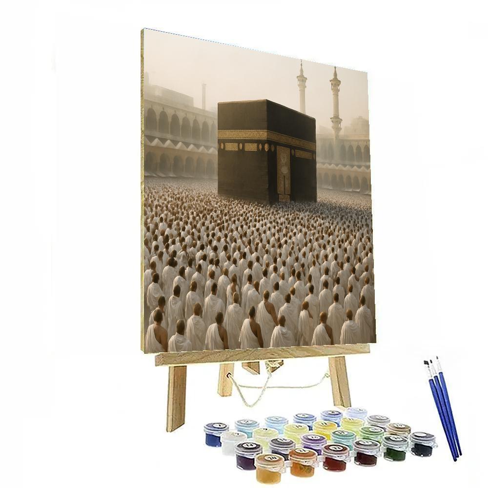 Hajj Pilgrim Gathering Mecca paint by color