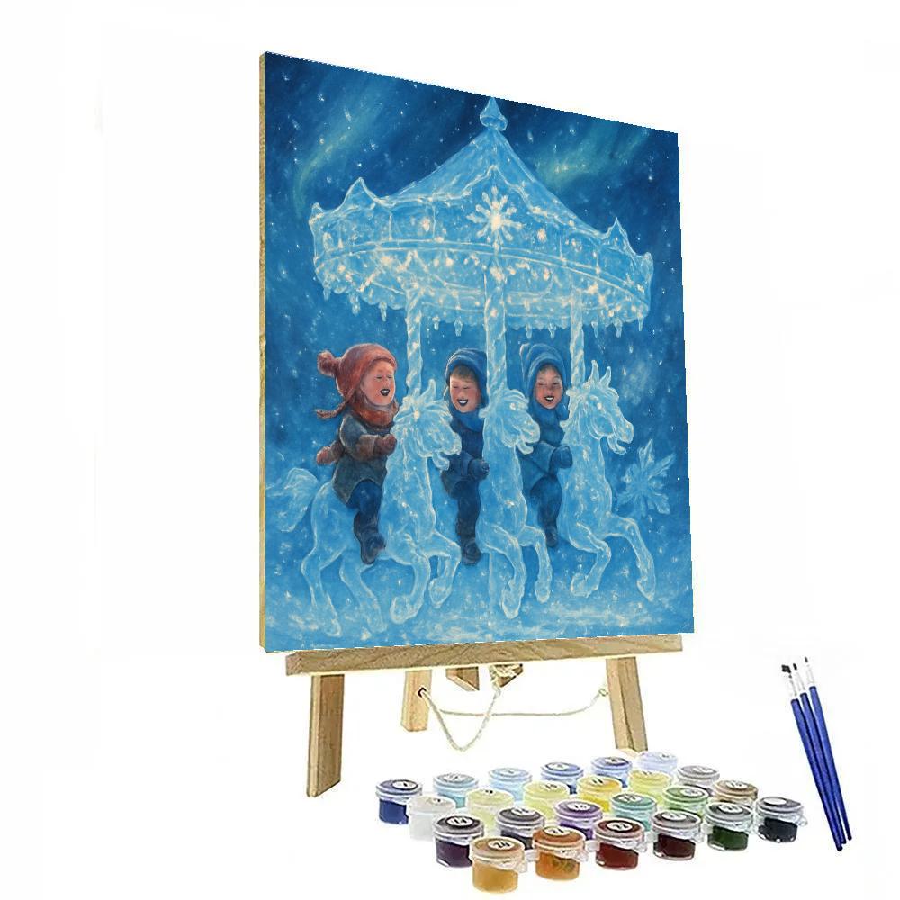 Snowflake Carousel Night Paint by numbers art