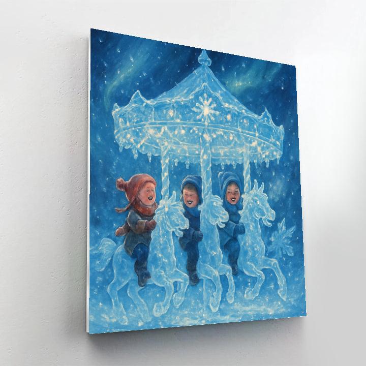 Snowflake Carousel Night Paint by numbers art