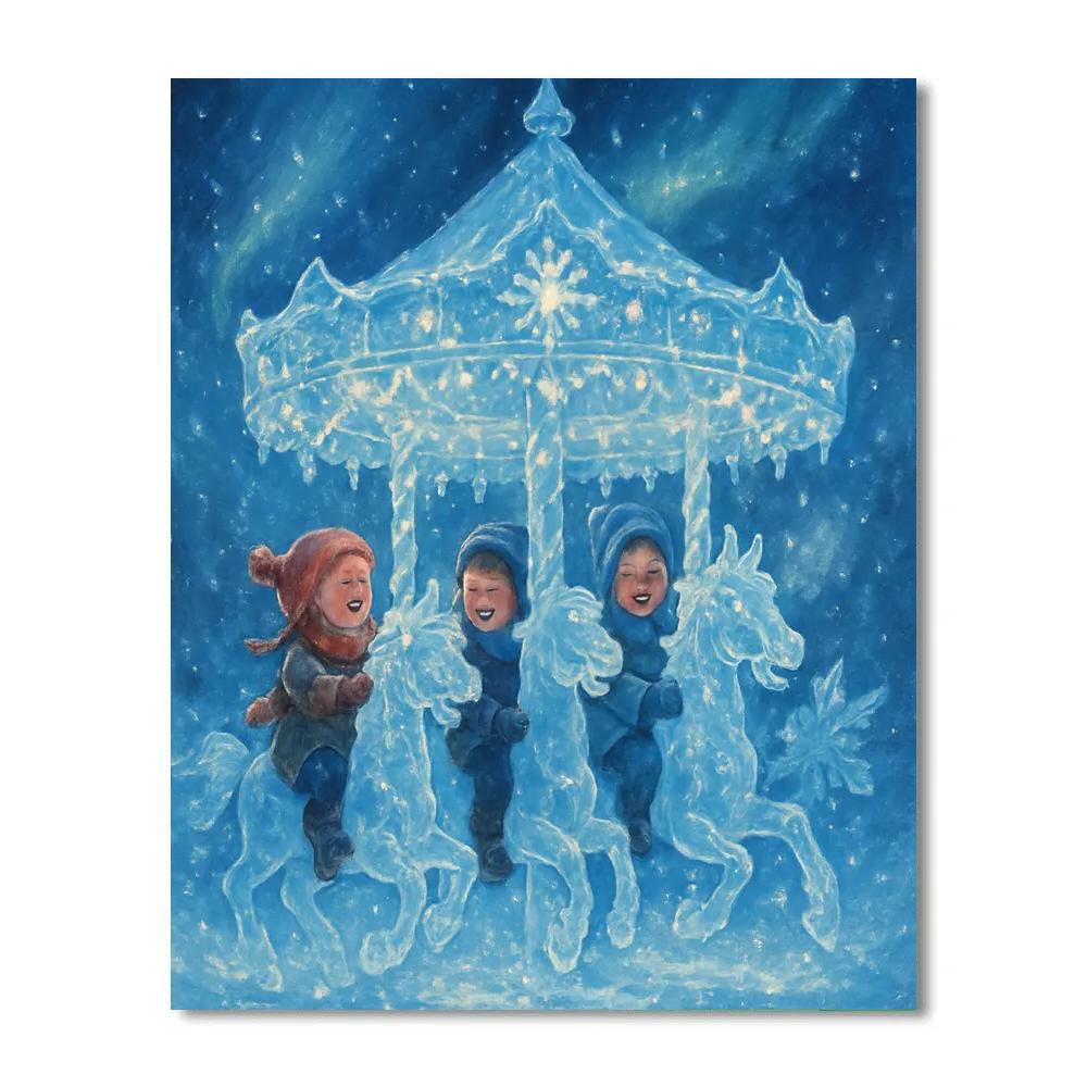 Snowflake Carousel Night Paint by numbers art