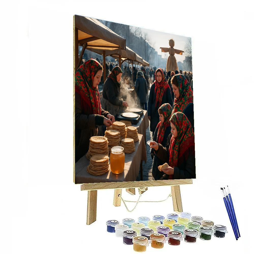 Maslenitsa Blini Market Square DIY paint by numbers