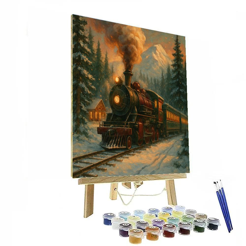 Holiday Train Through Pines Painting by numbers kit