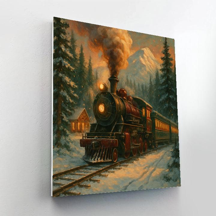 Holiday Train Through Pines Painting by numbers kit