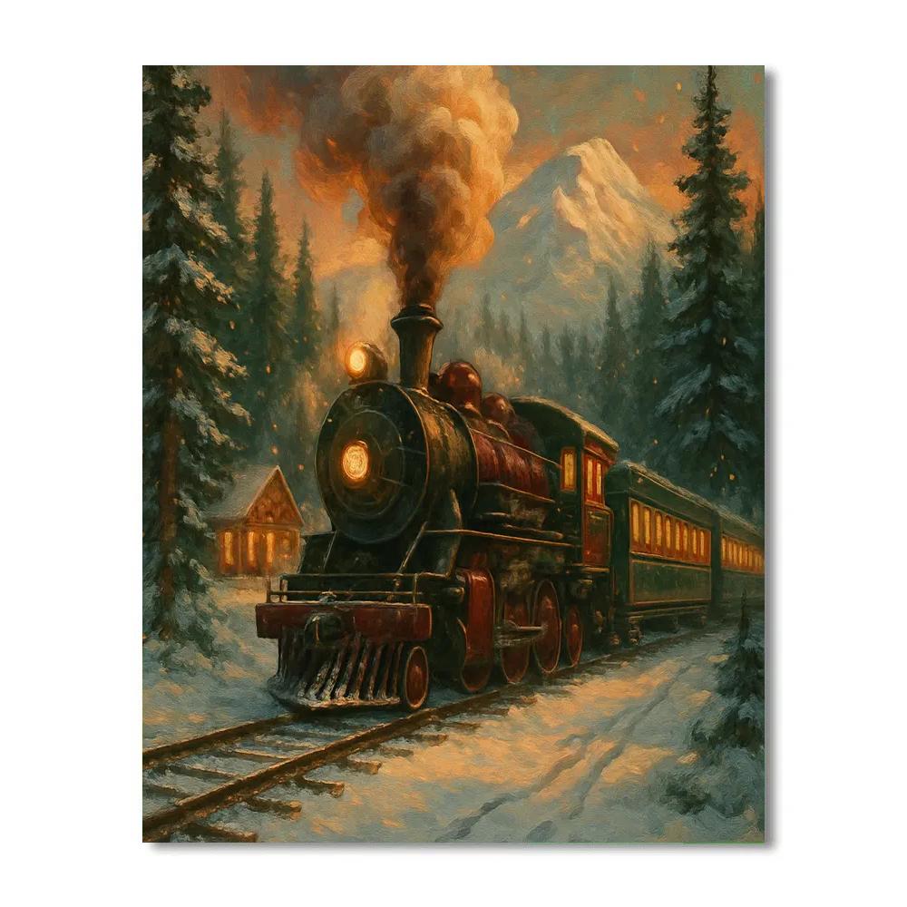 Holiday Train Through Pines Painting by numbers kit