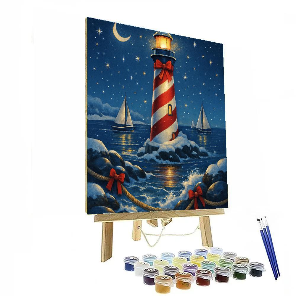 Candy Cane Lighthouse Painting by numbers kit