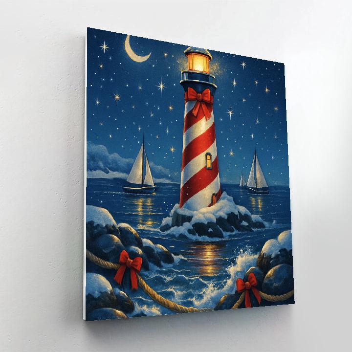 Candy Cane Lighthouse Painting by numbers kit
