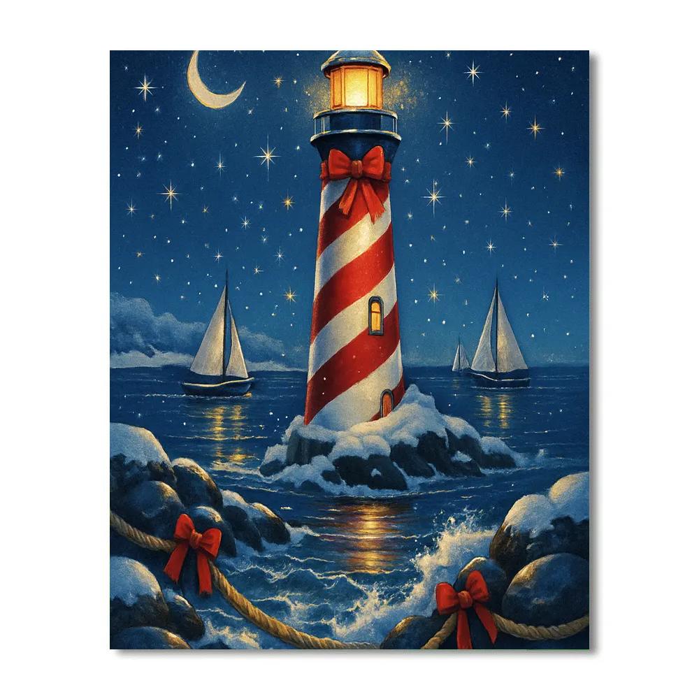 Candy Cane Lighthouse Painting by numbers kit