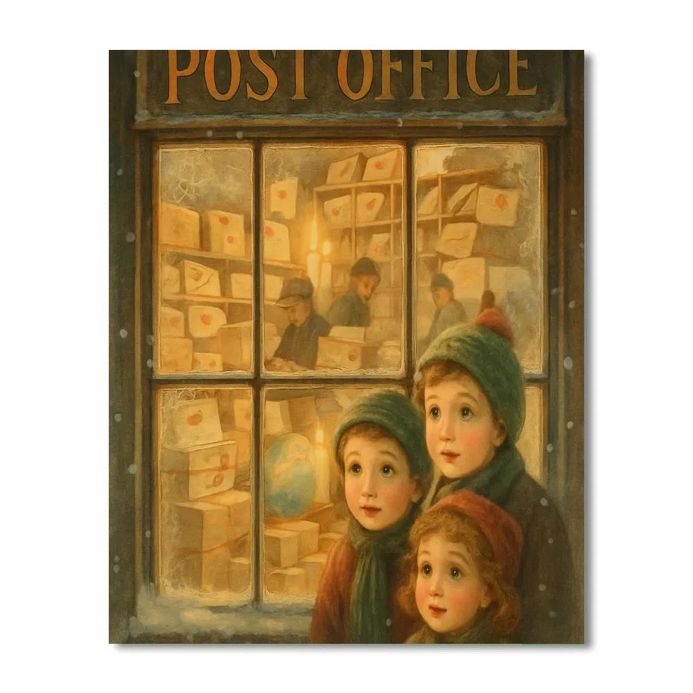 Snowbound Post Office Window Paint by numbers kits