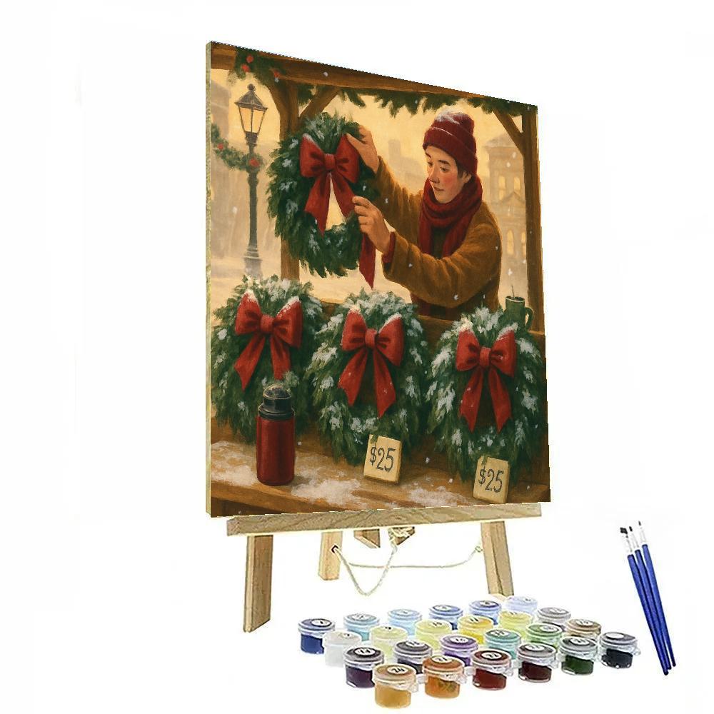 Morning Market Wreath Stall paint by numbers