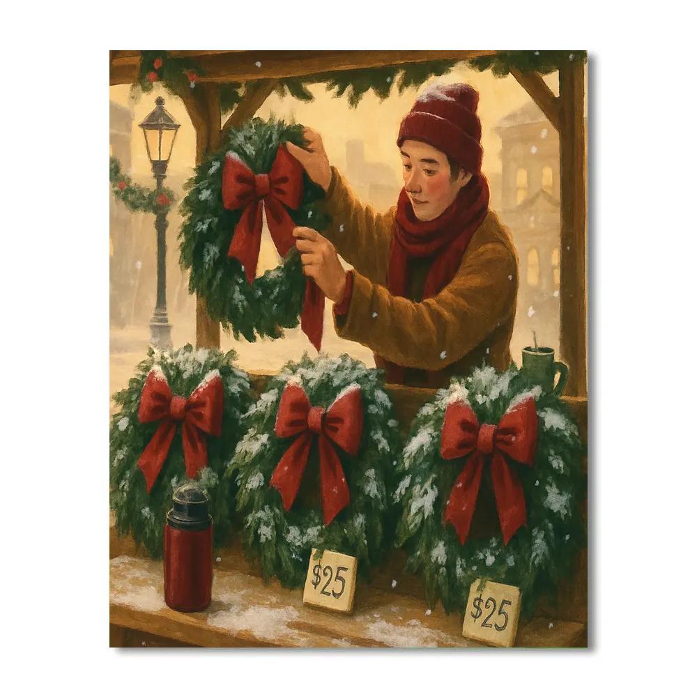 Morning Market Wreath Stall paint by numbers