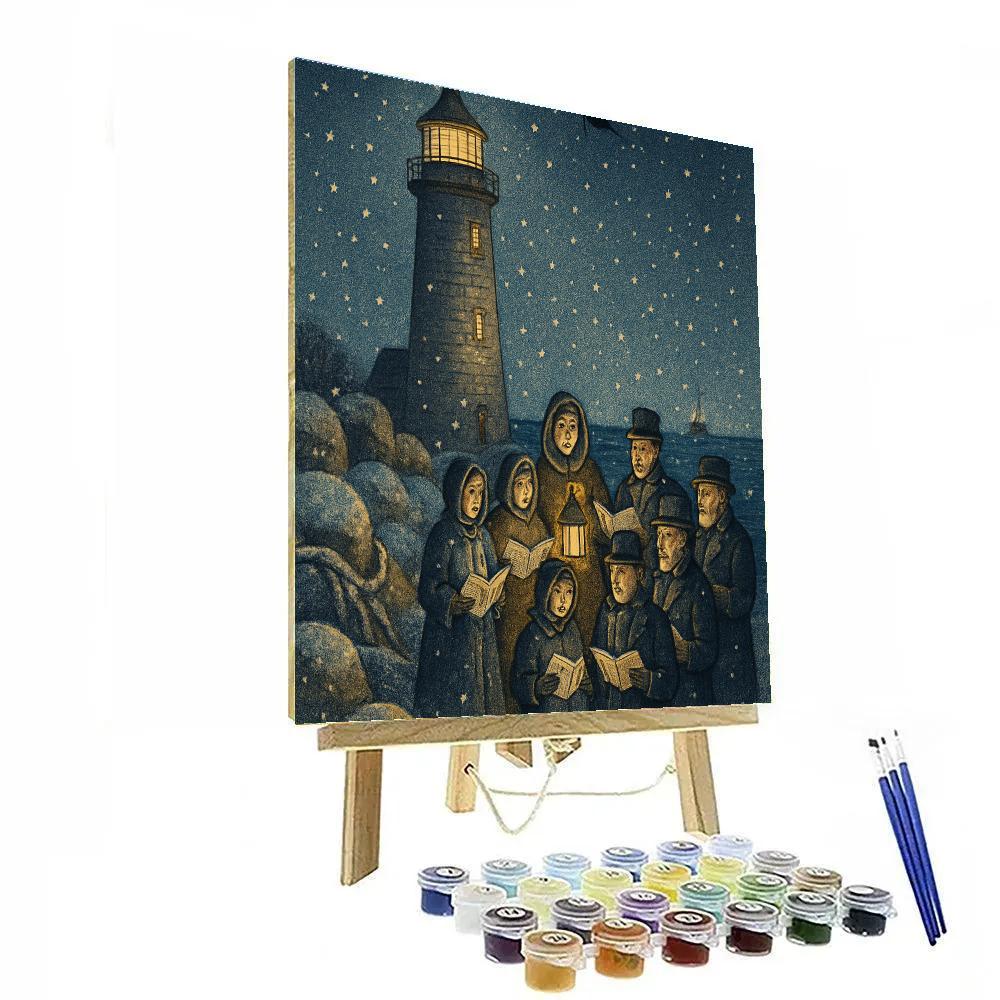Snowy Lighthouse Carol painting number kit
