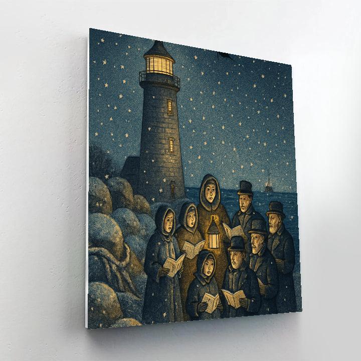 Snowy Lighthouse Carol painting number kit
